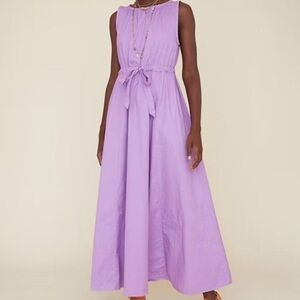 Xirena Rhiannan Womens Drawstring Cotton Maxi Summer Dress in Wild Violet Size L